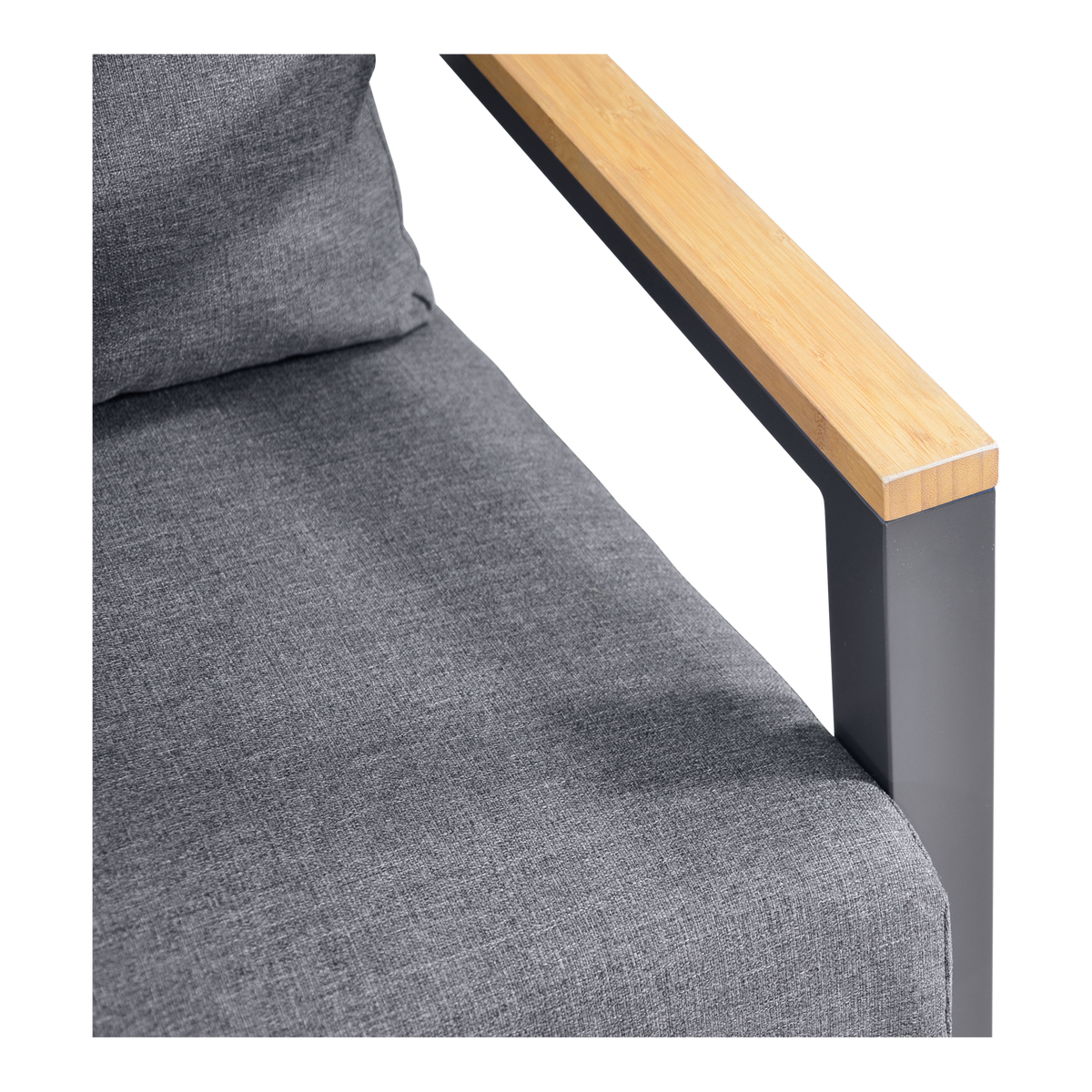Loungeset Donnan grijs zwart, detail van het materiaal