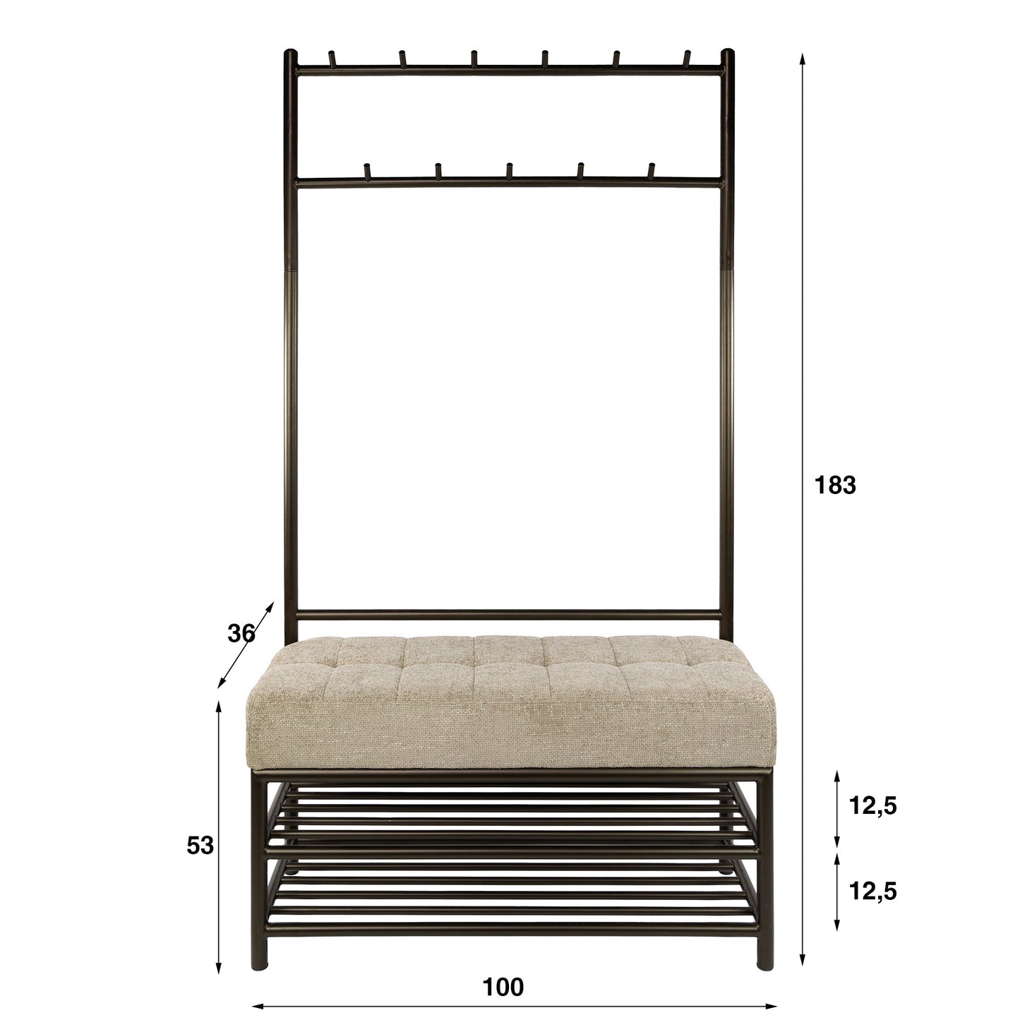 Kapstok Bank Sato | Bruin Stof
