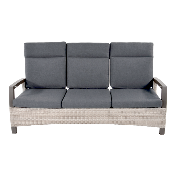 Loungebank Prato bruin wicker, vooraanzicht op witte achtergrond