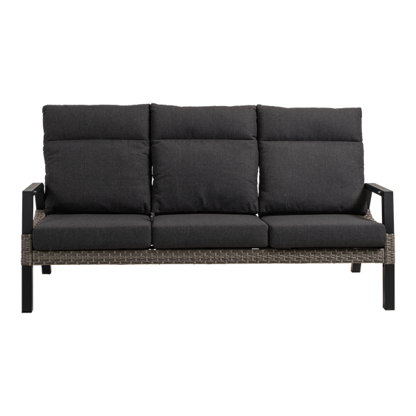 Loungebank Treviso bruin wicker, vooraanzicht op witte achtergrond