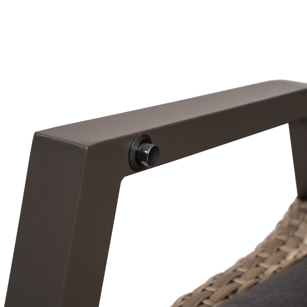 Loungebank Treviso taupe wicker, detail van het materiaal