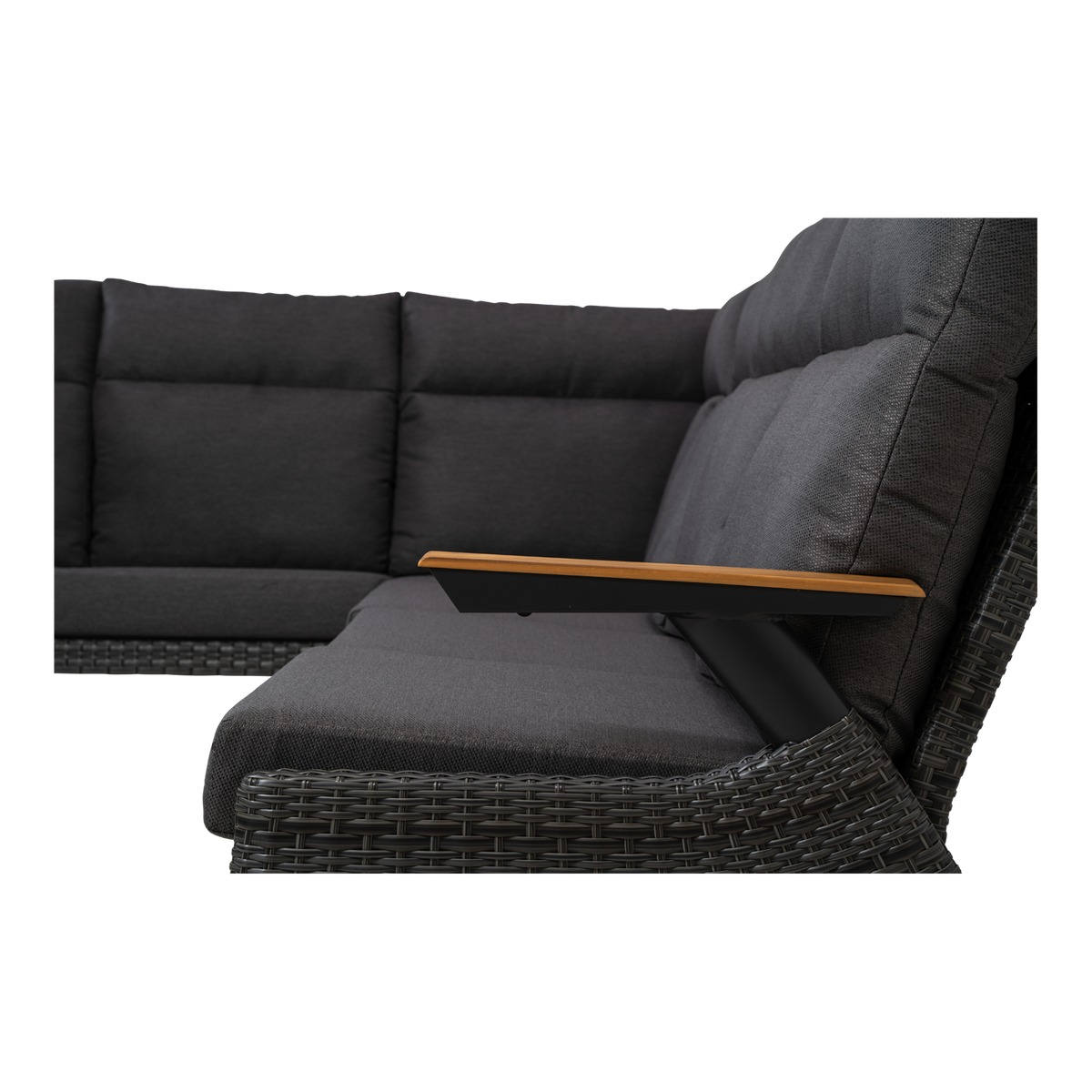 Lounge hoekset Florence grijs wicker, detail van het materiaal