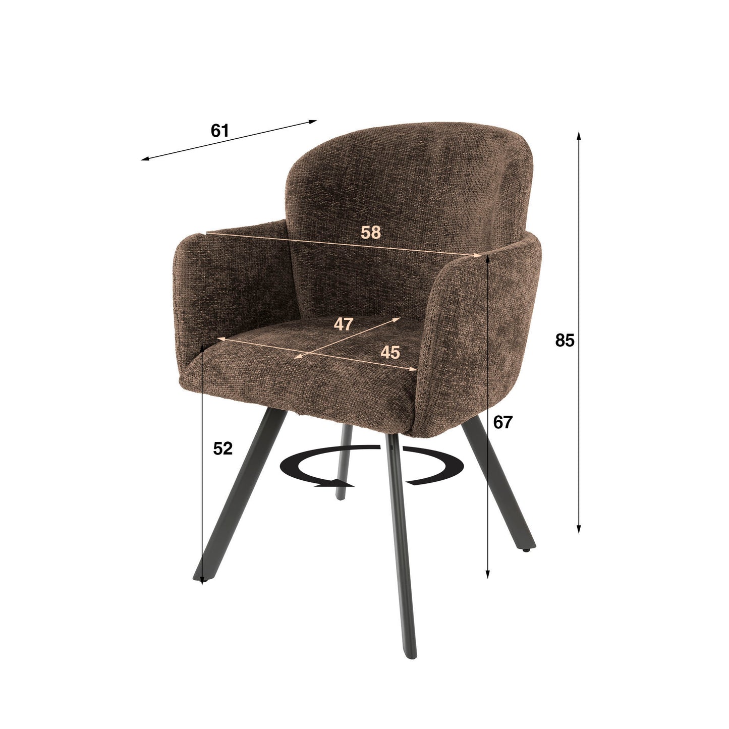 Eetkamerstoel Aris | Stof Hoven Taupe