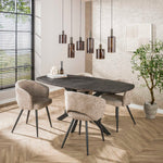 Eetkamerstoel Salon | Beige Stof — Vooraanzicht - sfeer
