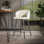 Barstoel Salon | Wit Bouclé | Magazijn leegverkoop