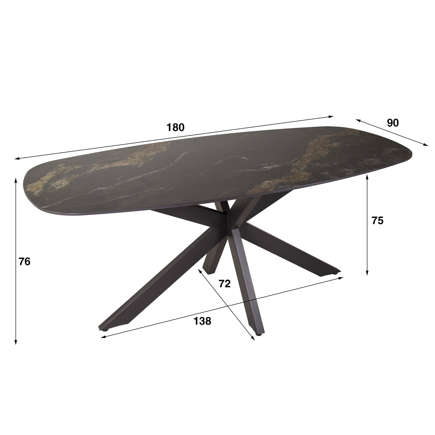 Eettafel Spider | Keramiek Black
