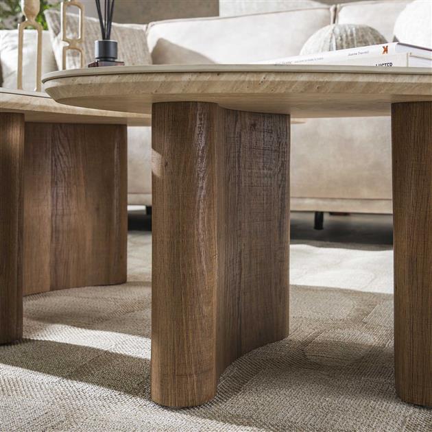 Salontafel Aurora wit keramiek, detail van het materiaal