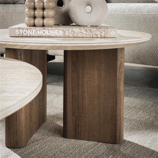 Salontafel Asher set van 2 wit keramiek, detail van het materiaal