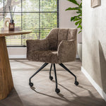 Eetkamerstoel Raster | Stof Hoven Taupe | Met Wieltjes