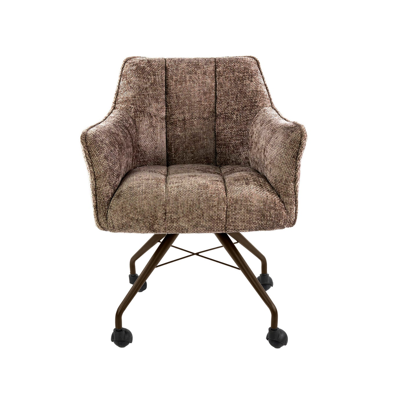 Eetkamerstoel Raster | Champagne-Bruin Alura Stof | Brons Onderstel