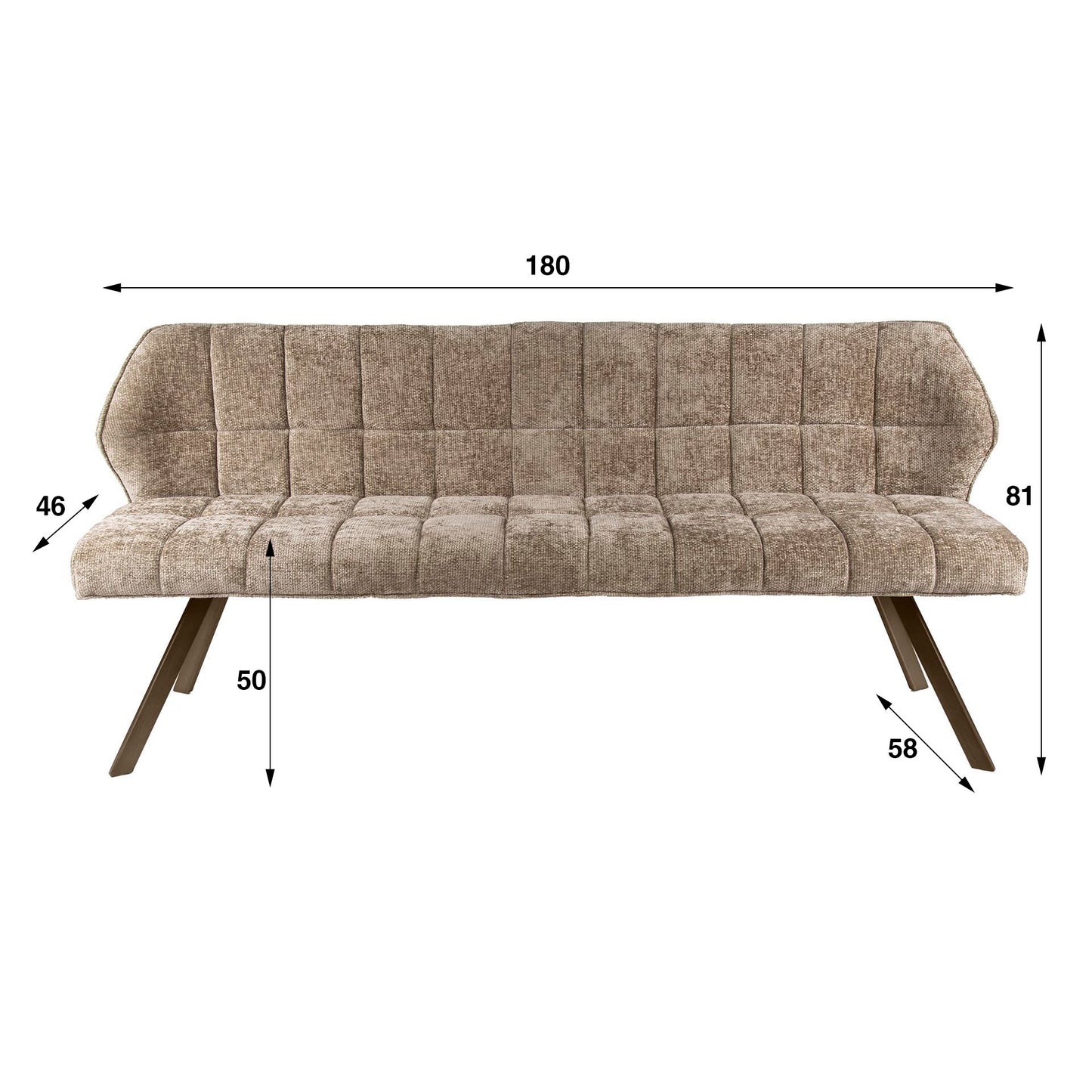 Eetkamerbank Raster | Hoven Beige | Onderstel Brons