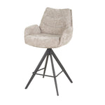 Barkruk Bjorn polyester beige met armleuning, schuin vooraanzicht op witte achtergrond