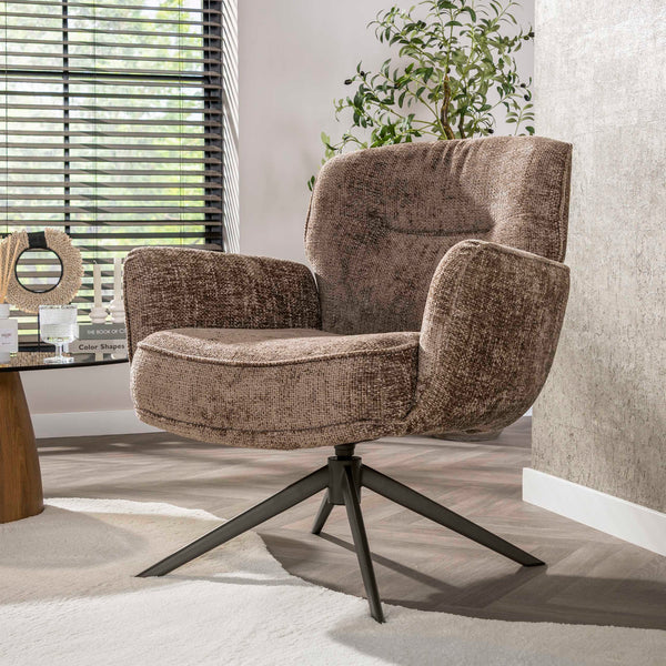 Fauteuil Forza | Bruin | Onderstel Brons