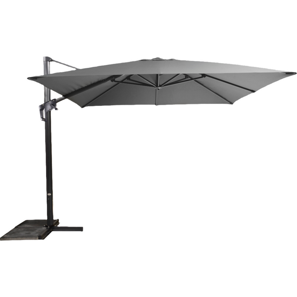 Zweefparasol Virgo | Grijs | Zonder Volant | 3 x 3 Meter | Vierkant
