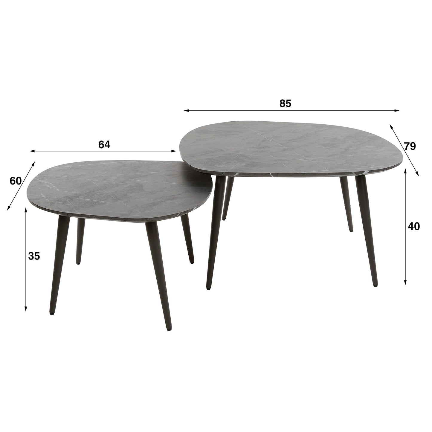 Salontafel Set Rogers | Organisch | Zwart Melamine