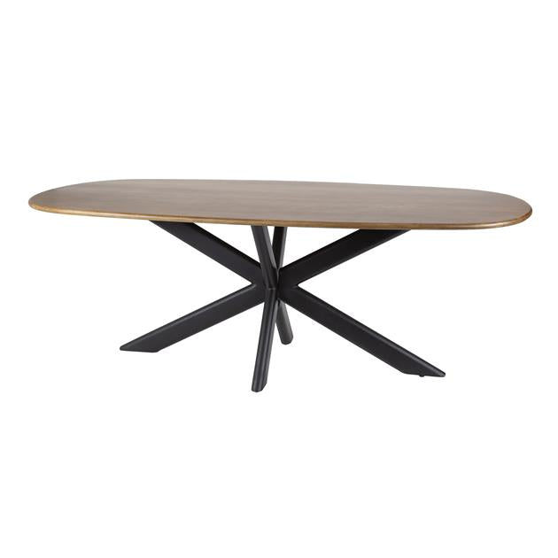 Eettafel Cliff mangohout naturel 215cm, detail van het materiaal