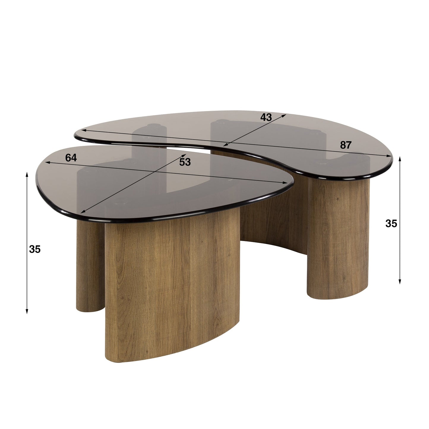 Salontafel Zare | Set Van 2 | Brons Glas