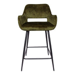 Barstoel Fallow kookeiland of bartafel groen velvet, vooraanzicht op witte achtergrond