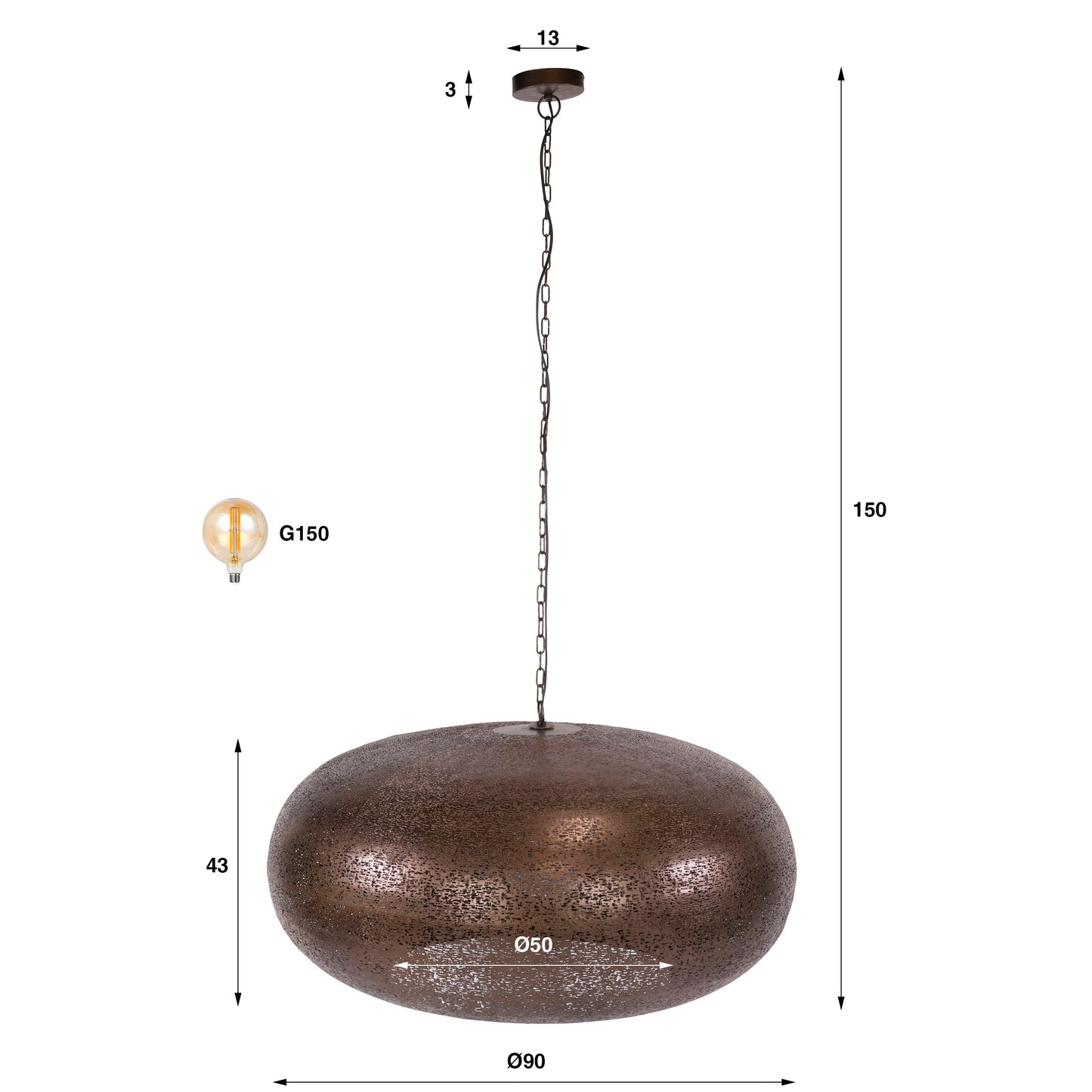 Hanglamp Cielo | Metaal Antiek Koper