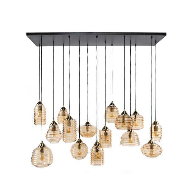 Hanglamp Calvin glas oranje, detail van het materiaal