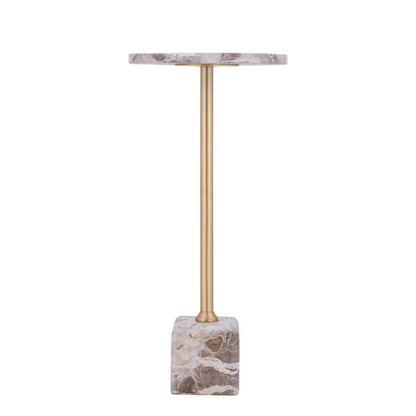 Bijzettafel Ebe | Hoog | Beige Marmer — Vooraanzicht - witfoto