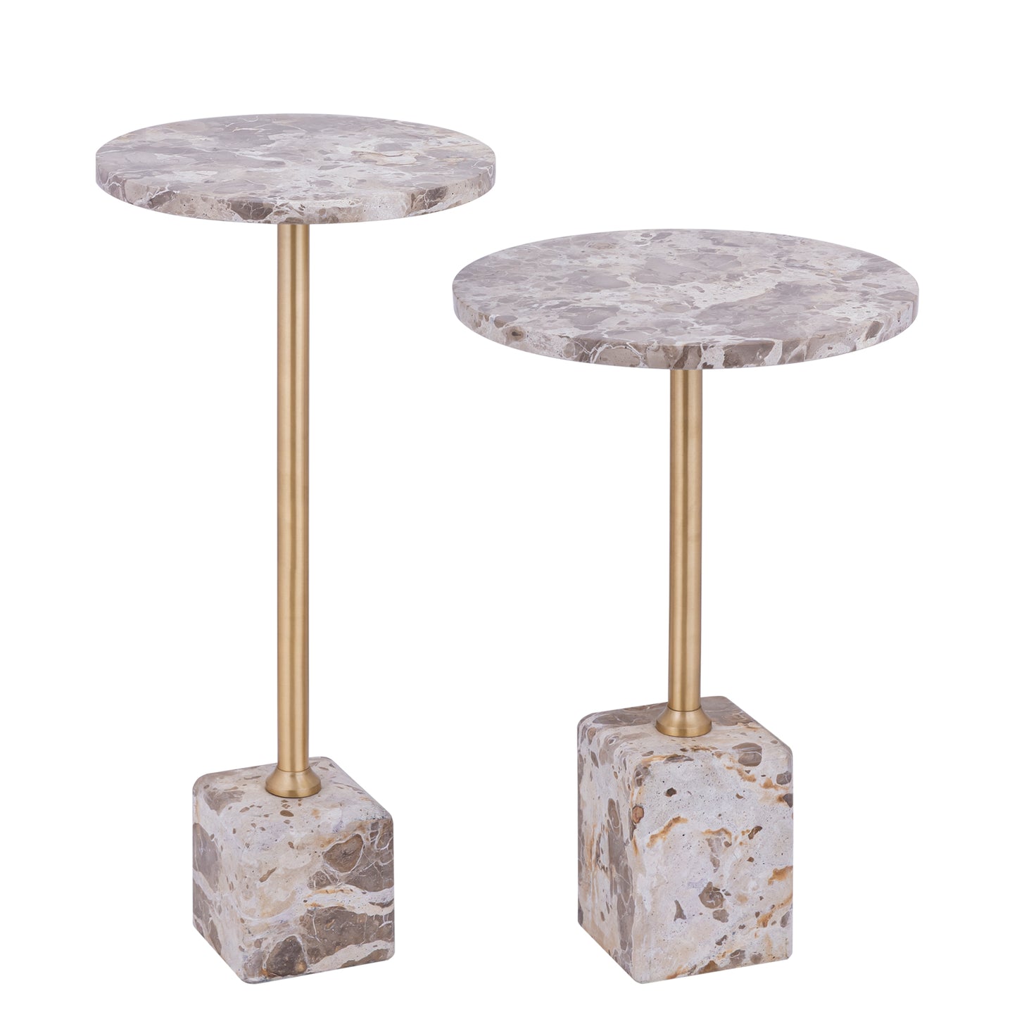 Bijzettafel Ebe | Hoog | Beige Marmer