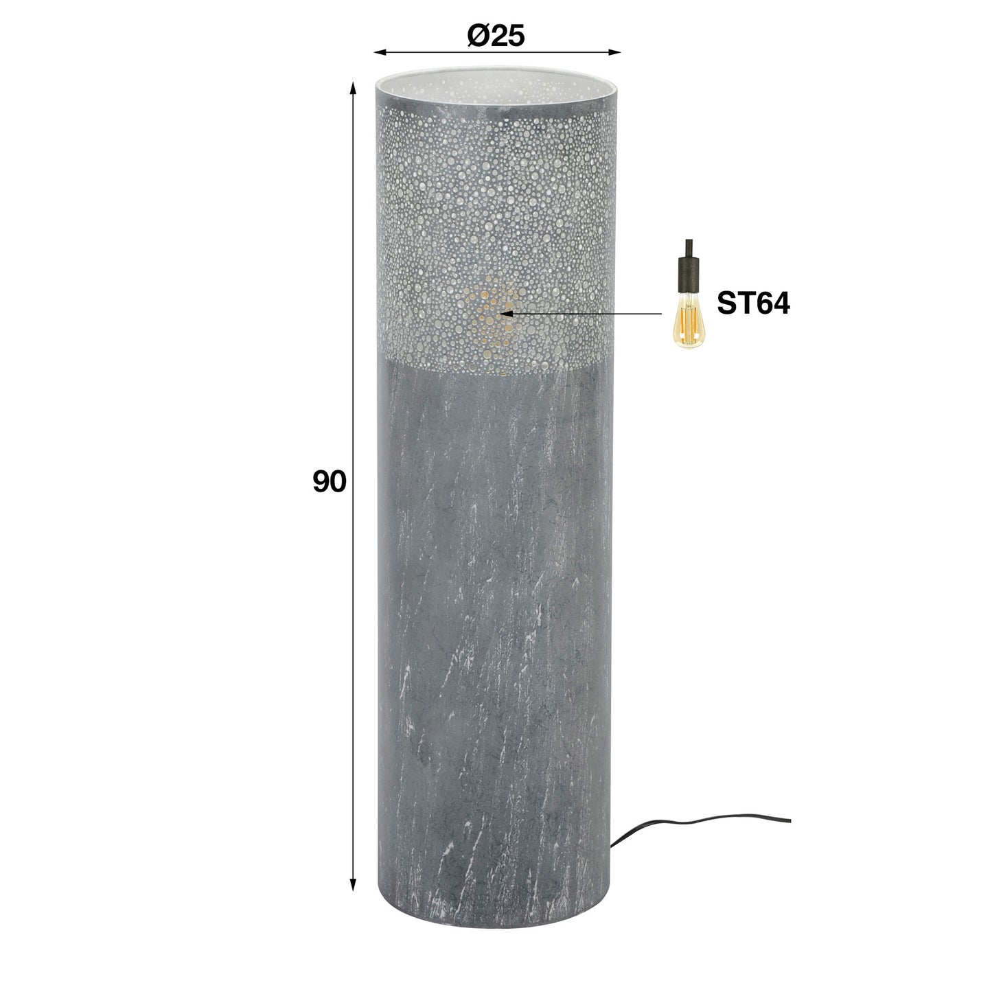 Vloerlamp Cilinder | 25x25x90 | Grijs