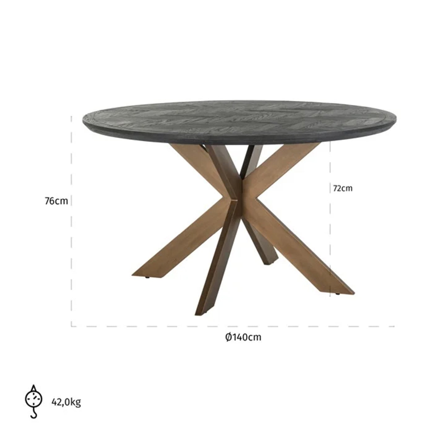 Eettafel Blackbone Rond | Zwart Eikenhout
