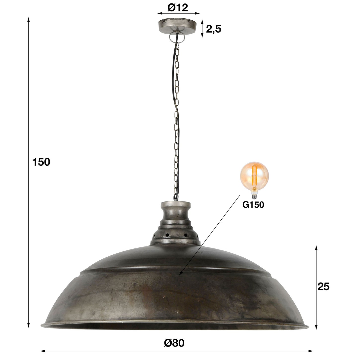 Hanglamp Industry | Oud Zilver