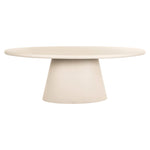 Eettafel Clayton beige mdf, vooraanzicht op witte achtergrond