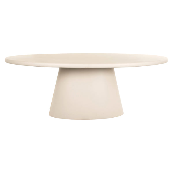 Eettafel Clayton beige mdf, vooraanzicht op witte achtergrond