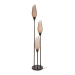 Vloerlamp Cocoon 3 lichts sienna bruin frosted, vooraanzicht op witte achtergrond