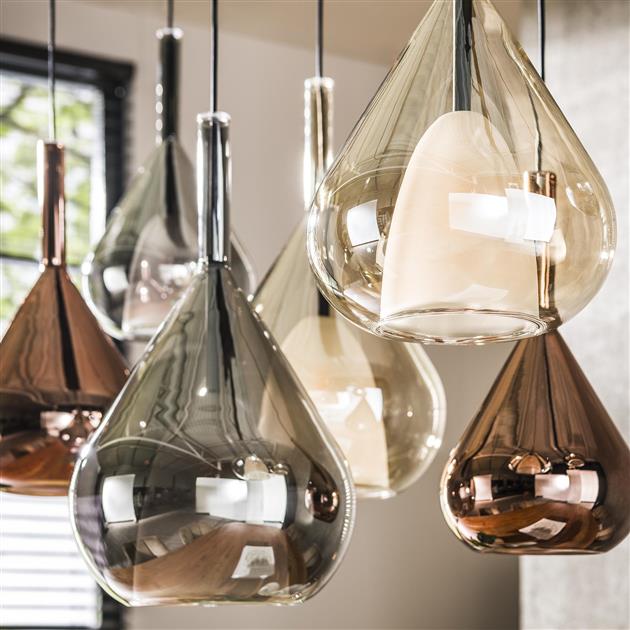 Hanglamp Olyx metaal zwart 7 lichts, detail van het materiaal