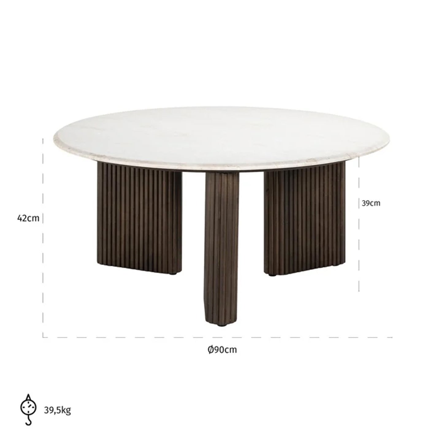 Salontafel Mayfield | Bruin Mangohout | Wit Marmer