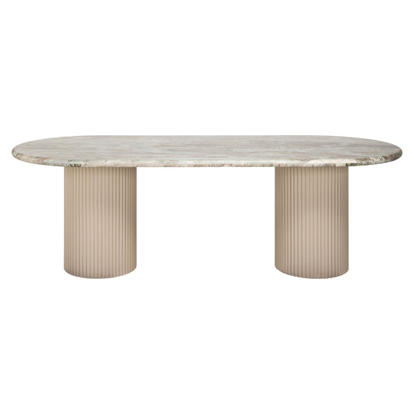 Eettafel Coronel beige mdf, vooraanzicht op witte achtergrond