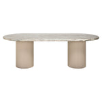 Eettafel Coronel beige mdf, vooraanzicht op witte achtergrond