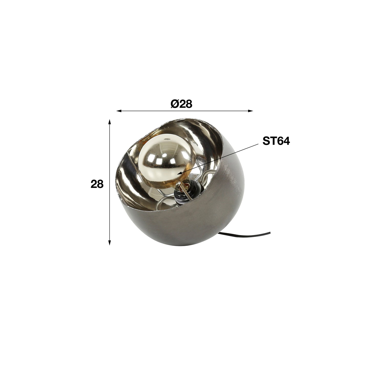 Tafellamp Mirror | Ø 28 | Zwart Metaal