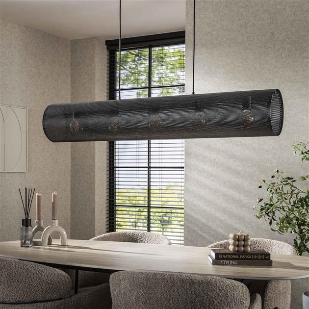 Hanglamp Gwendolyn metaal grijs, vooraanzicht in een interieur
