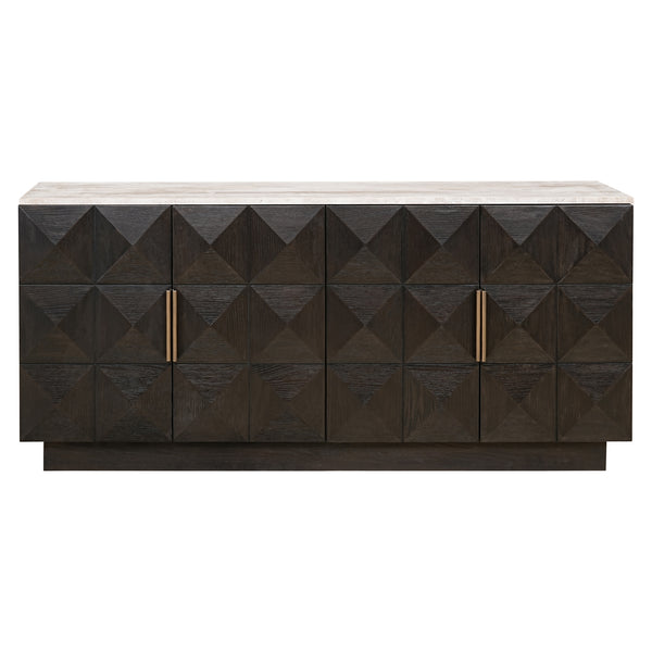 Dressoir Claremont bruin eikenhout 170 cm, vooraanzicht op witte achtergrond