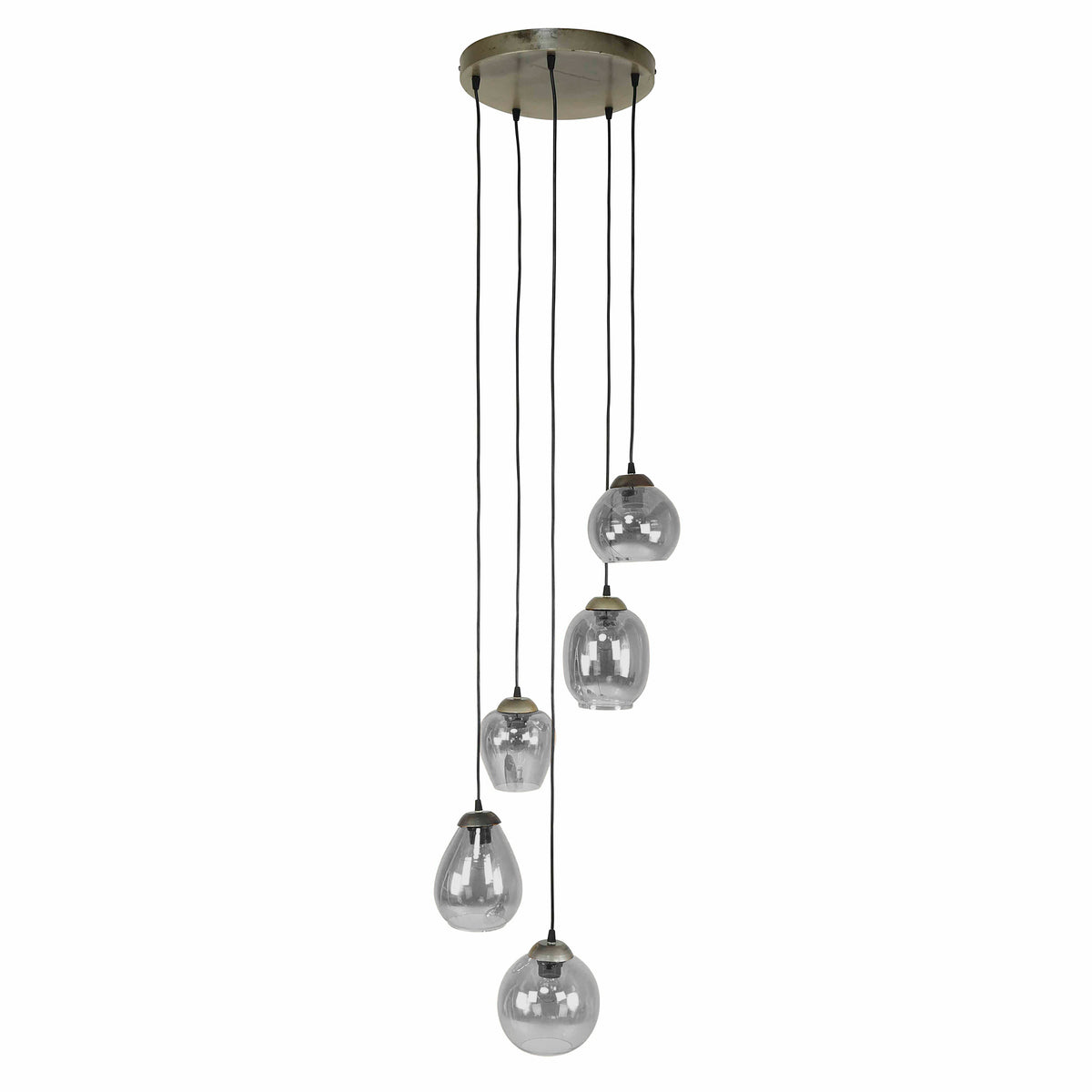 Hanglamp 5L getrapt mix | Chromed glas