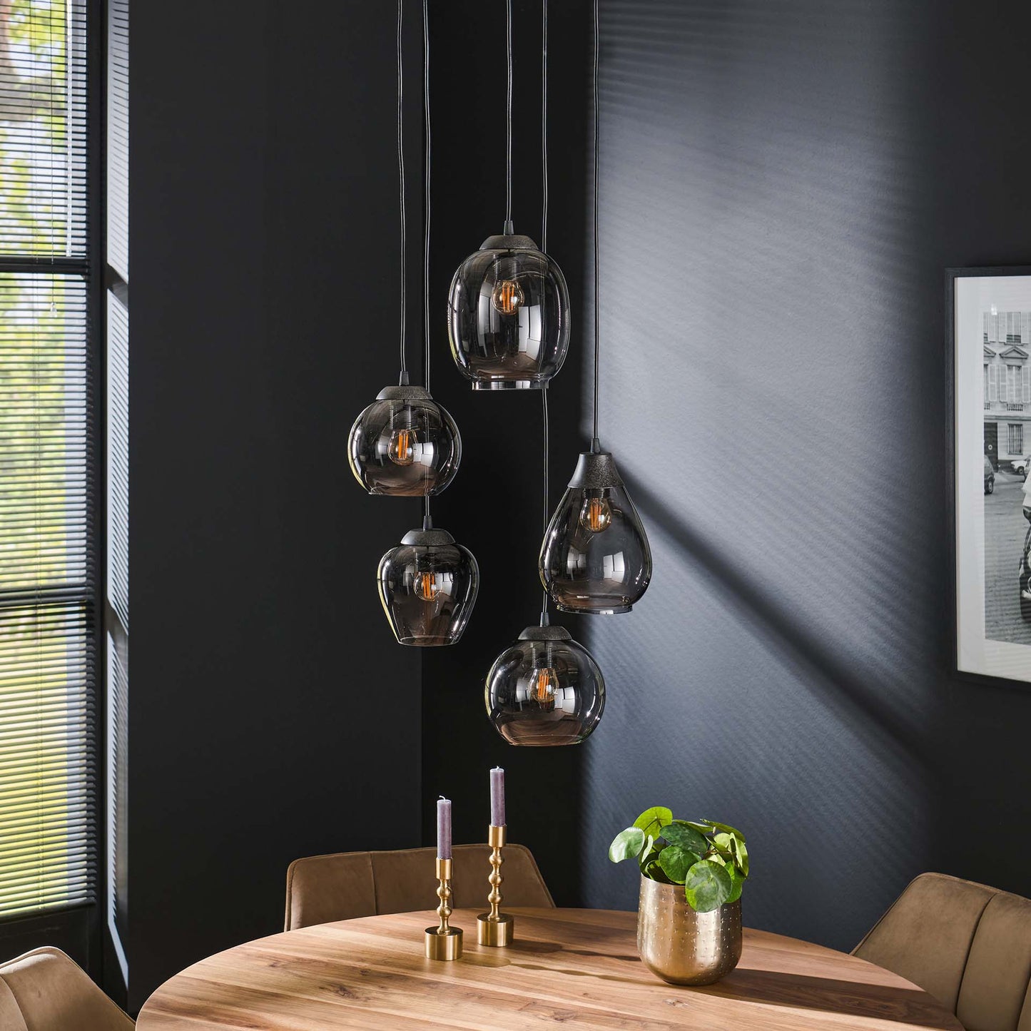 Hanglamp 5L getrapt mix | glas