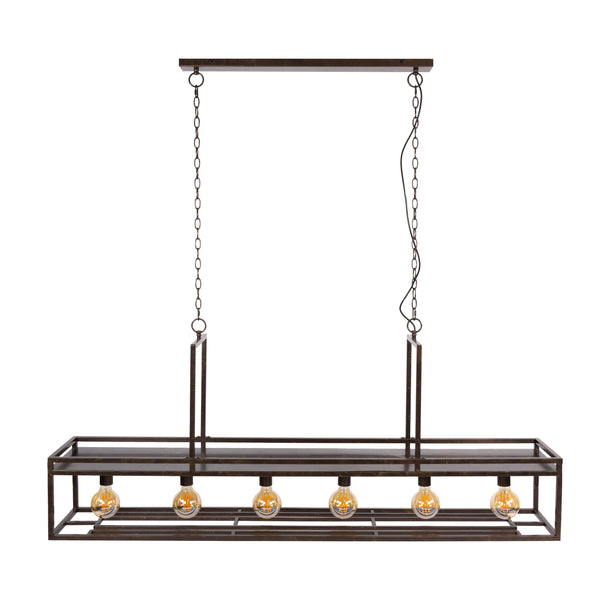 Hanglamp Decorate geïntegreerd rek voor wijnglazen bruin, vooraanzicht op witte achtergrond