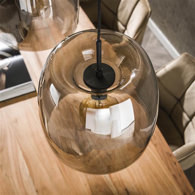 Hanglamp Cleveland glas grijs, detail van het materiaal