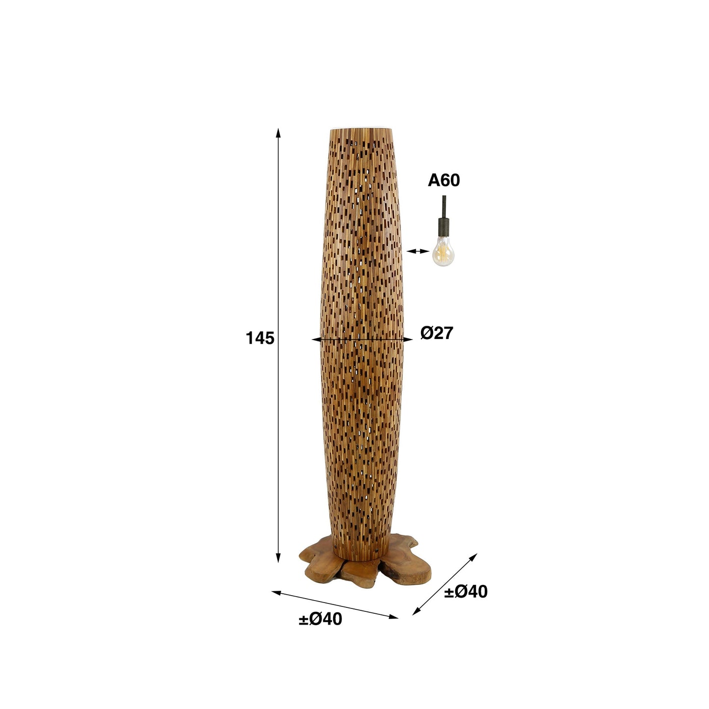Vloerlamp Bars | Naturel Teakhout