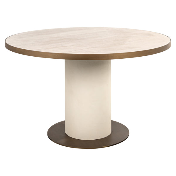 Eettafel Tivoli wit keramiek, vooraanzicht op witte achtergrond