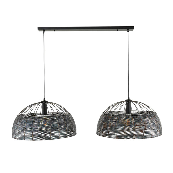 Hanglamp Armor ø60 zwart bruin metaal, vooraanzicht op witte achtergrond