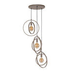 Hanglamp Turn Around 3 lichts beige, vooraanzicht op witte achtergrond
