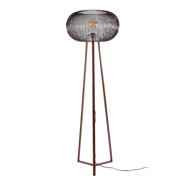 Vloerlamp Copper Twist zwart nikkel, vooraanzicht op witte achtergrond