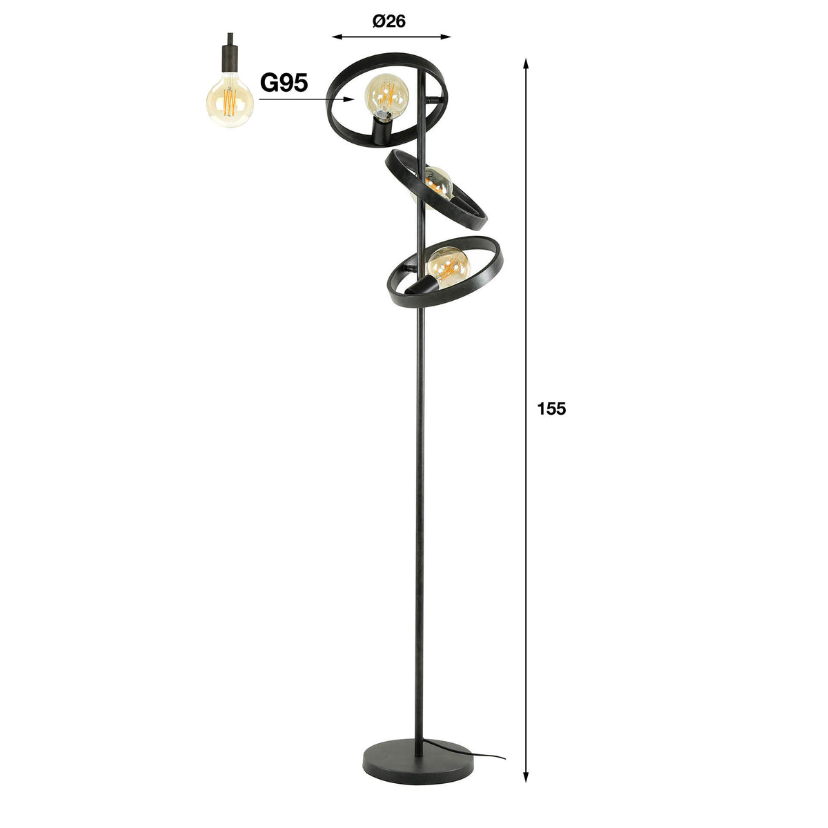 Vloerlamp Hover | Zwart