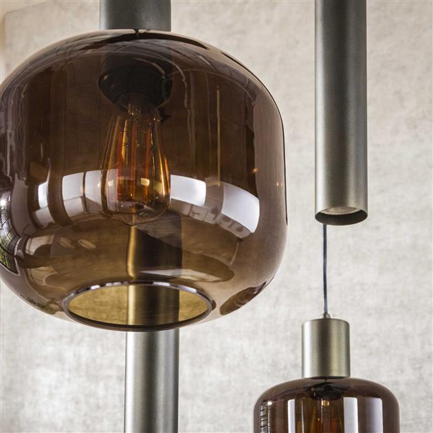 Hanglamp Bronza glas bruin, detail van het materiaal